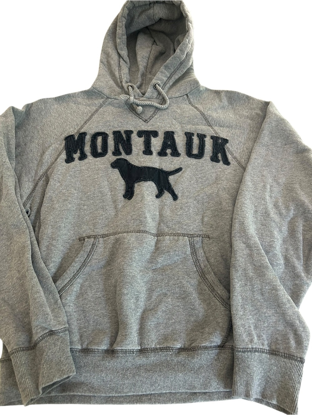 Blue 84 Montauk Grey Pullover Hoodie Sweatshirt with Dog Appliqué